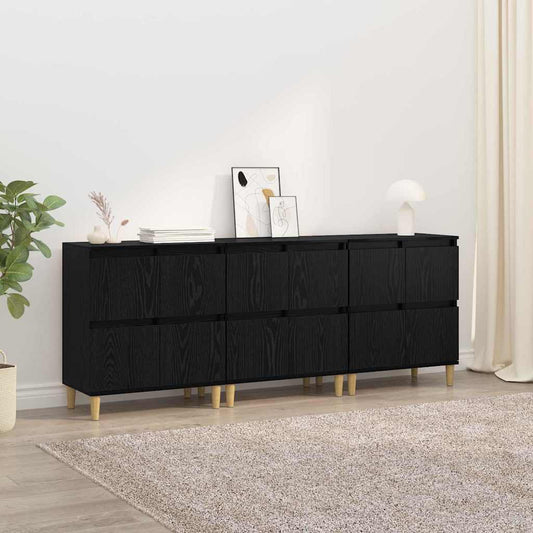 vidaXL Παραδοσιακά Πλευρικά Έπιπλα 3 pcs Μαύρη Οξυά 60 x 35 x 70 cm