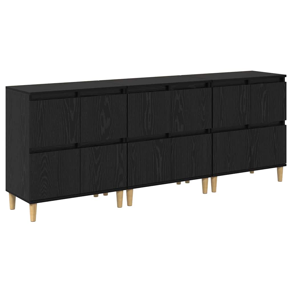 vidaXL Παραδοσιακά Πλευρικά Έπιπλα 3 pcs Μαύρη Οξυά 60 x 35 x 70 cm