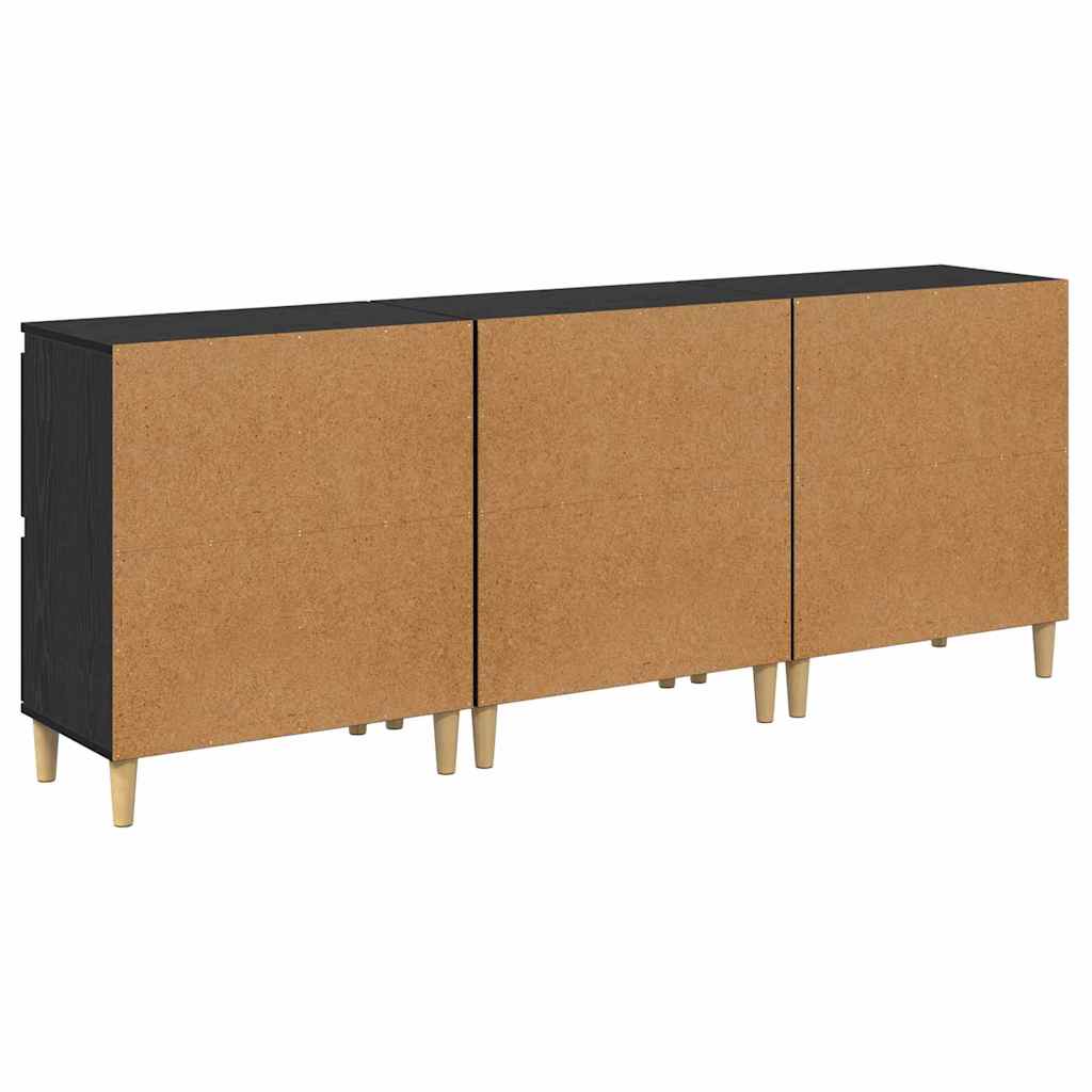vidaXL Παραδοσιακά Πλευρικά Έπιπλα 3 pcs Μαύρη Οξυά 60 x 35 x 70 cm