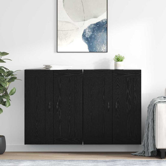 vidaXL Ντουλάπα τοίχου Επιτοίχιο 2 pcs Μαύρη Οξυά 69,5 x 34 x 90 εκ.