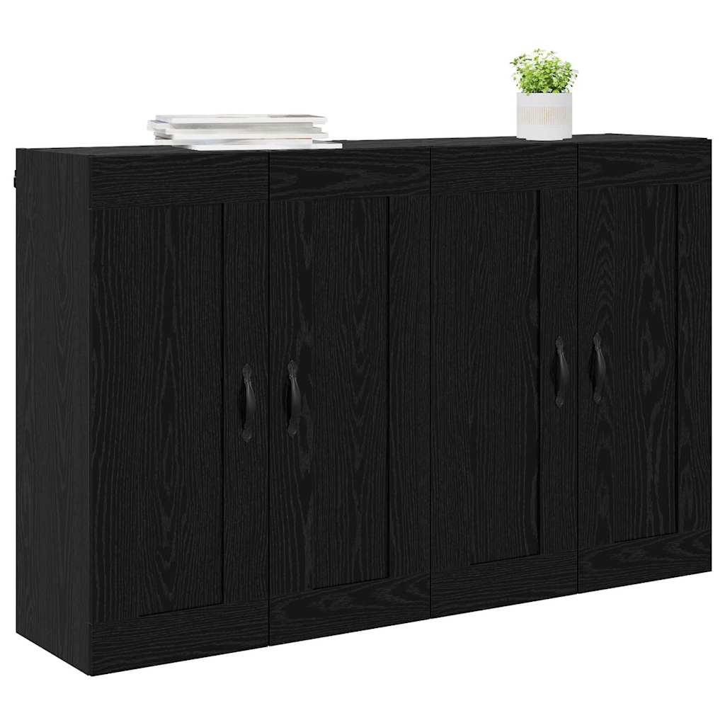 vidaXL Ντουλάπα τοίχου Επιτοίχιο 2 pcs Μαύρη Οξυά 69,5 x 34 x 90 εκ.