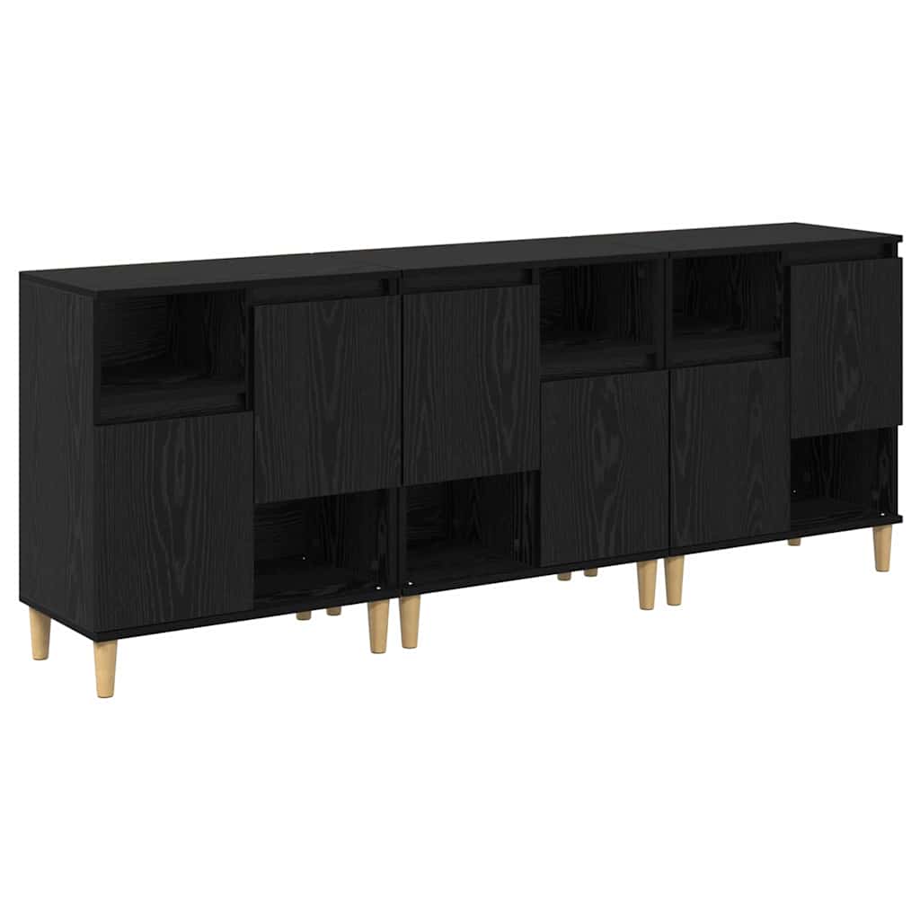vidaXL Παραδοσιακά Πλευρικά Έπιπλα 3 pcs Μαύρη Οξυά 60 x 35 x 70 cm