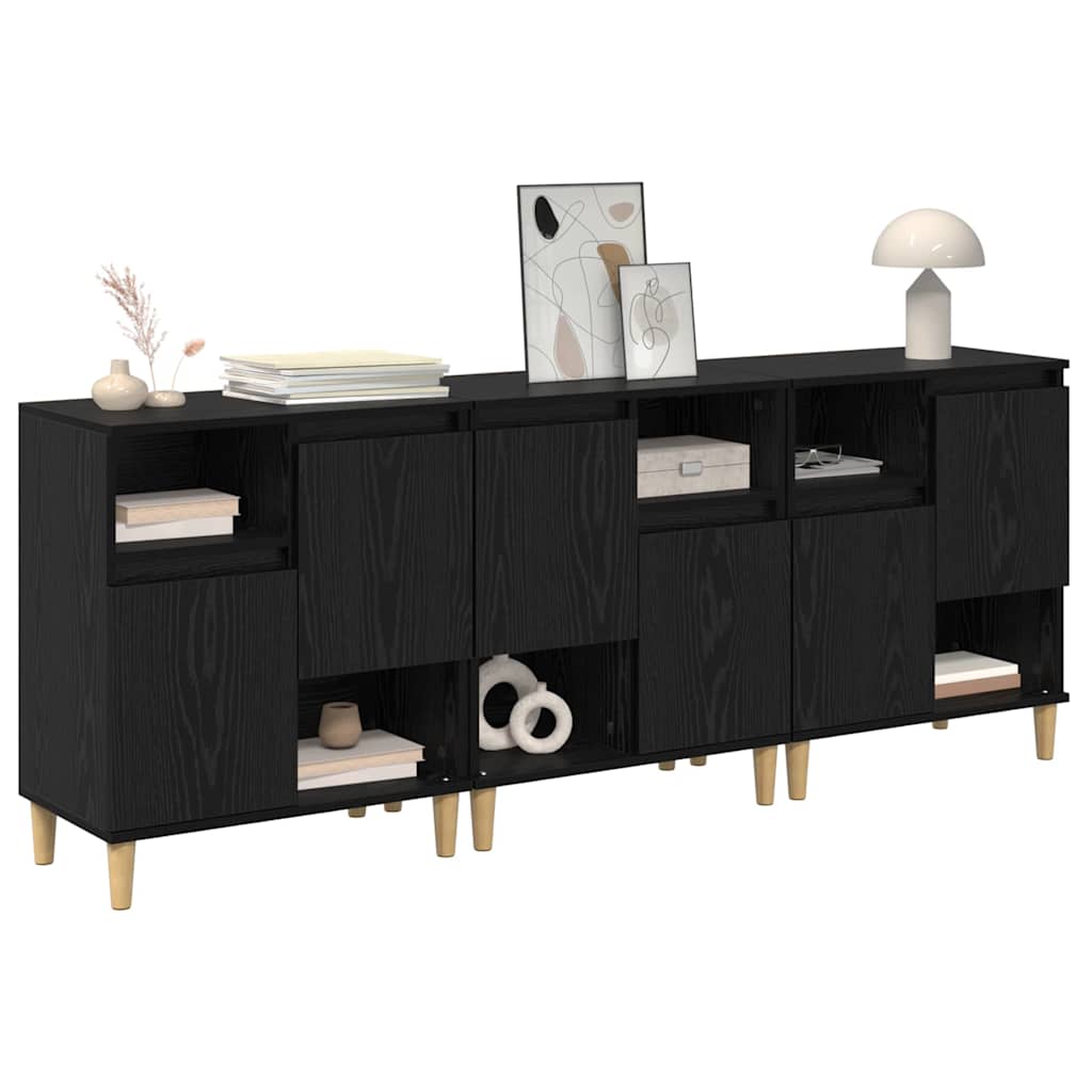 vidaXL Παραδοσιακά Πλευρικά Έπιπλα 3 pcs Μαύρη Οξυά 60 x 35 x 70 cm