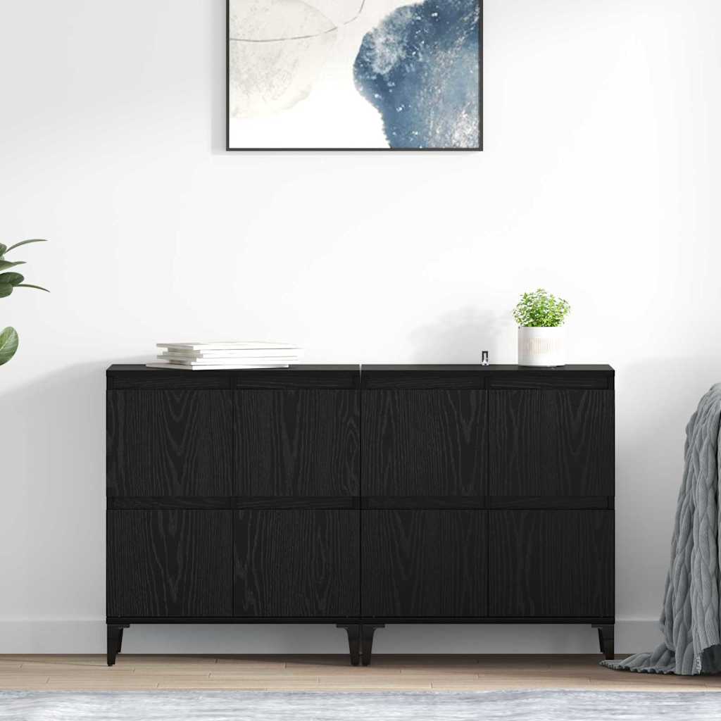 vidaXL Παραδοσιακά Πλευρικά Έπιπλα 2 pcs Μαύρη Οξυά 60 x 35 x 70 cm