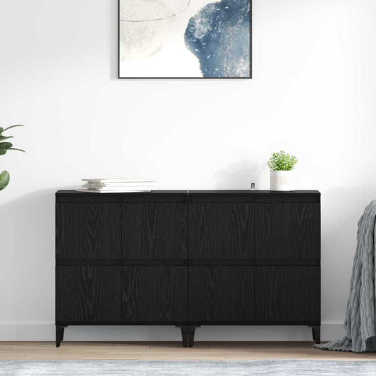 vidaXL Παραδοσιακά Πλευρικά Έπιπλα 2 pcs Μαύρη Οξυά 60 x 35 x 70 cm