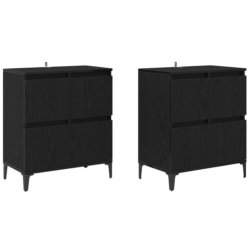 vidaXL Παραδοσιακά Πλευρικά Έπιπλα 2 pcs Μαύρη Οξυά 60 x 35 x 70 cm