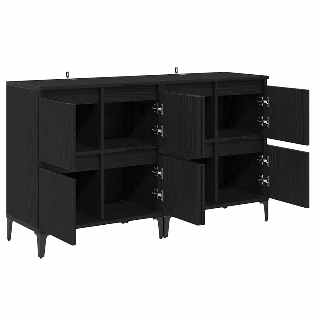 vidaXL Παραδοσιακά Πλευρικά Έπιπλα 2 pcs Μαύρη Οξυά 60 x 35 x 70 cm