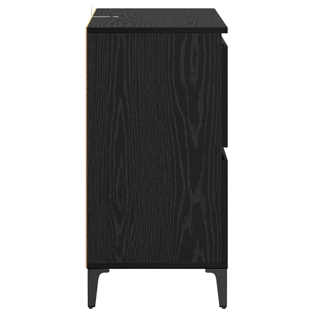 vidaXL Παραδοσιακά Πλευρικά Έπιπλα 2 pcs Μαύρη Οξυά 60 x 35 x 70 cm