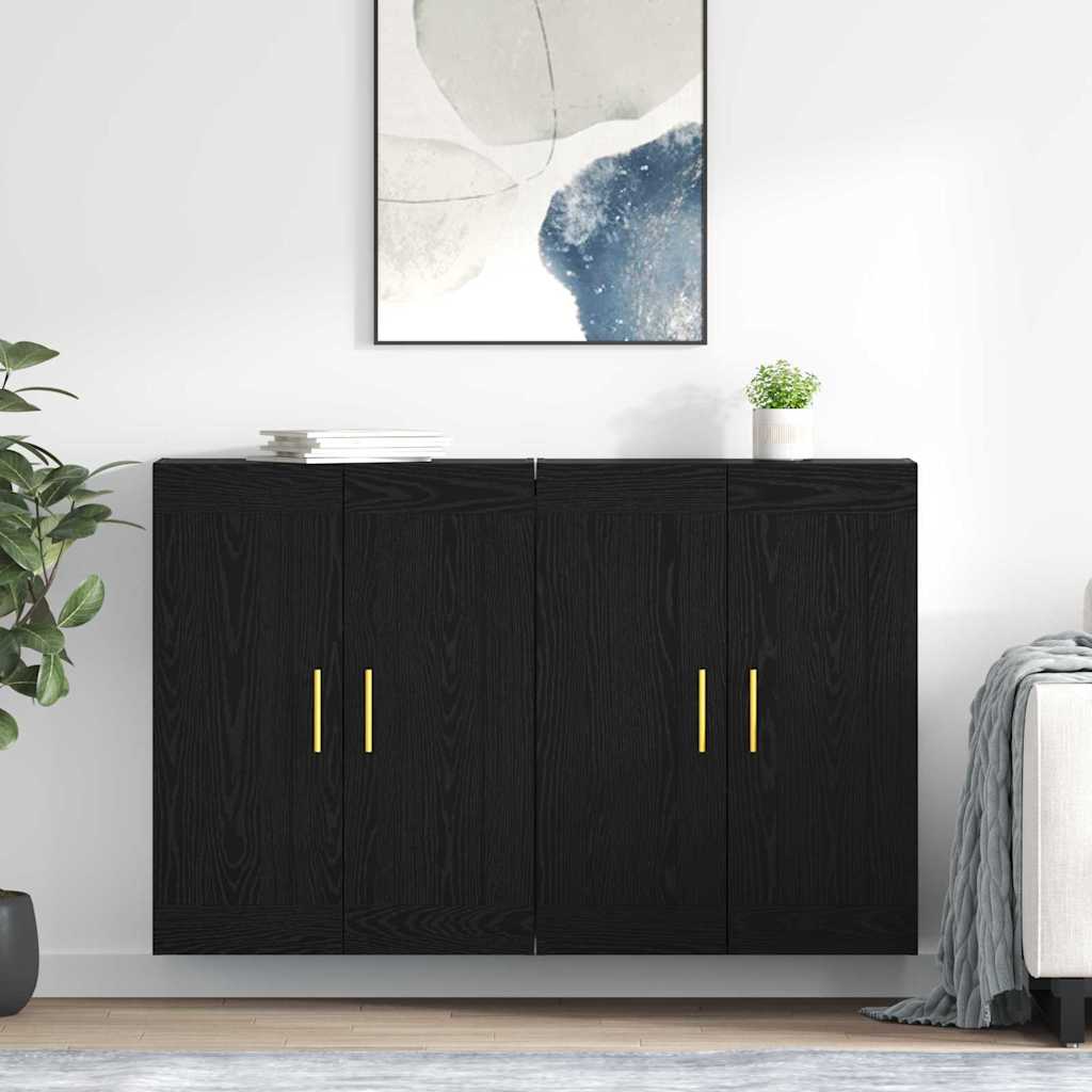 vidaXL Ντουλάπα τοίχου Επιτοίχιο 2 pcs Μαύρη Οξυά 69,5 x 34 x 90 εκ.