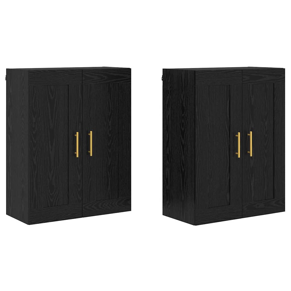 vidaXL Ντουλάπα τοίχου Επιτοίχιο 2 pcs Μαύρη Οξυά 69,5 x 34 x 90 εκ.