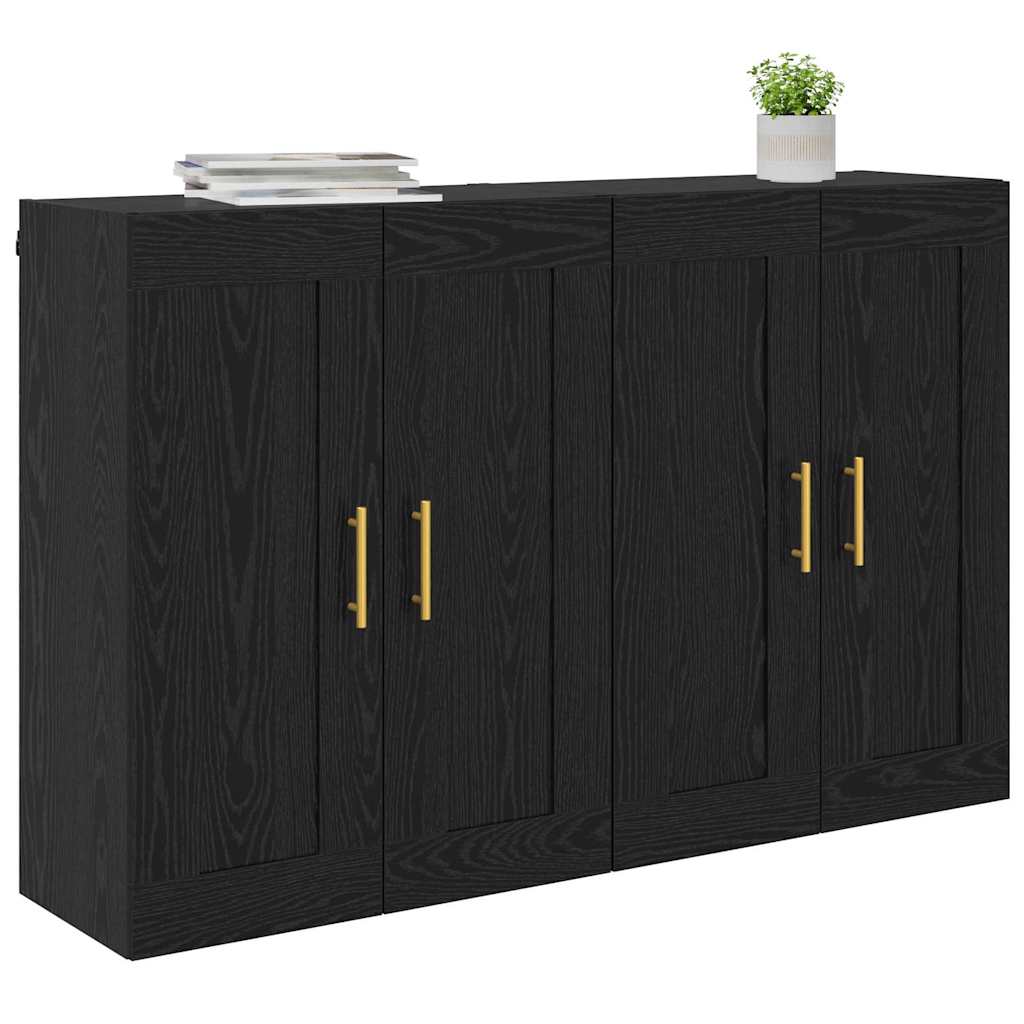 vidaXL Ντουλάπα τοίχου Επιτοίχιο 2 pcs Μαύρη Οξυά 69,5 x 34 x 90 εκ.