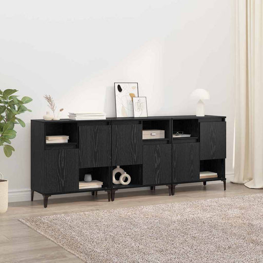 vidaXL Παραδοσιακά Πλευρικά Έπιπλα 3 pcs Μαύρη Οξυά 60 x 35 x 70 cm