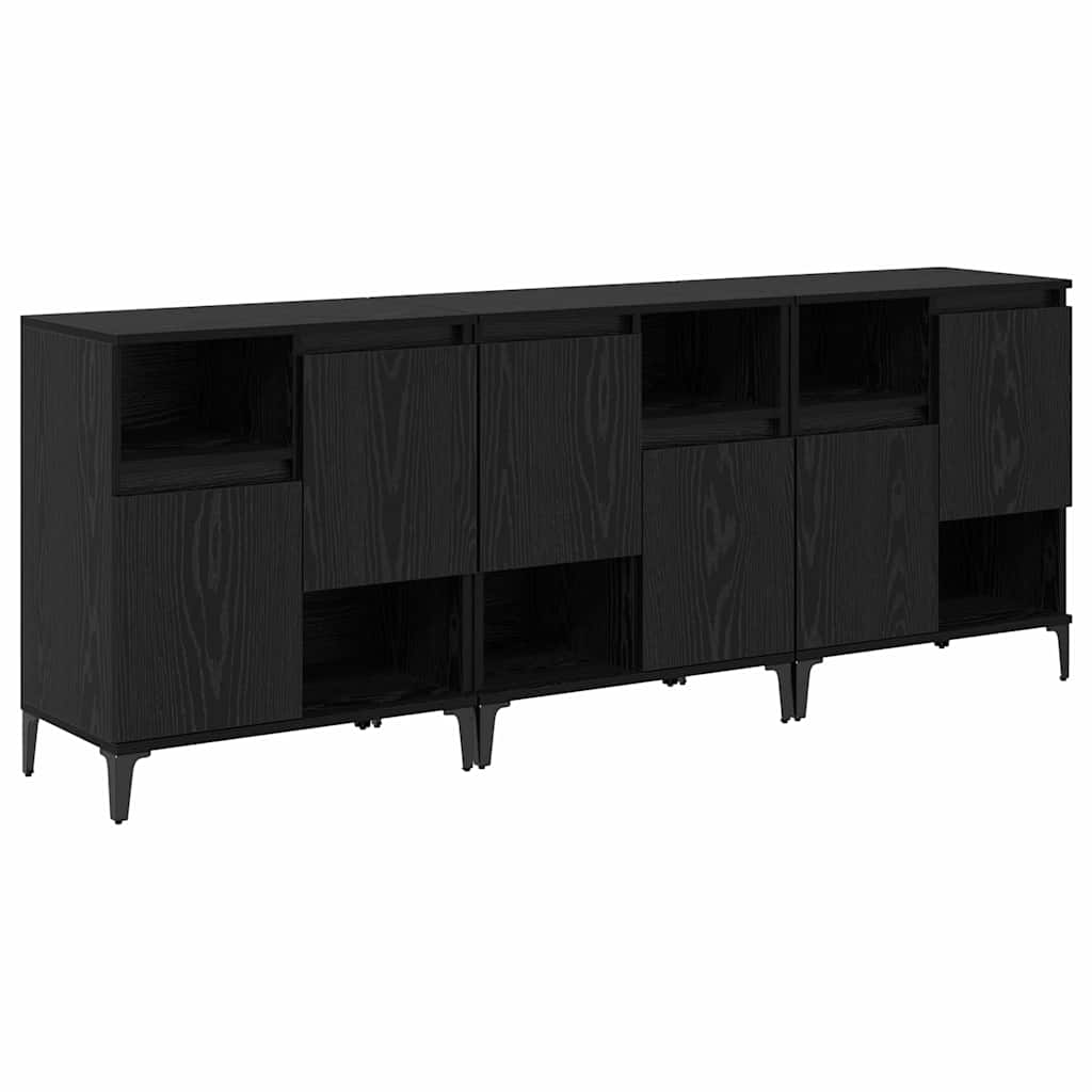 vidaXL Παραδοσιακά Πλευρικά Έπιπλα 3 pcs Μαύρη Οξυά 60 x 35 x 70 cm