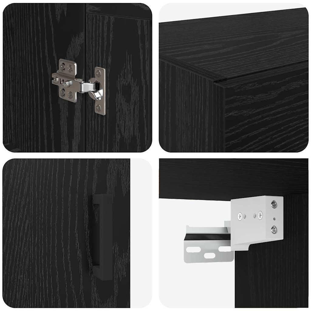 vidaXL Ντουλάπα τοίχου Επιτοίχιο 2 pcs Μαύρη Οξυά 69,5 x 34 x 90 εκ.