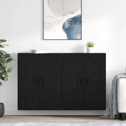 vidaXL Ντουλάπα τοίχου Επιτοίχιο 2 pcs Μαύρη Οξυά 69,5 x 34 x 90 εκ.