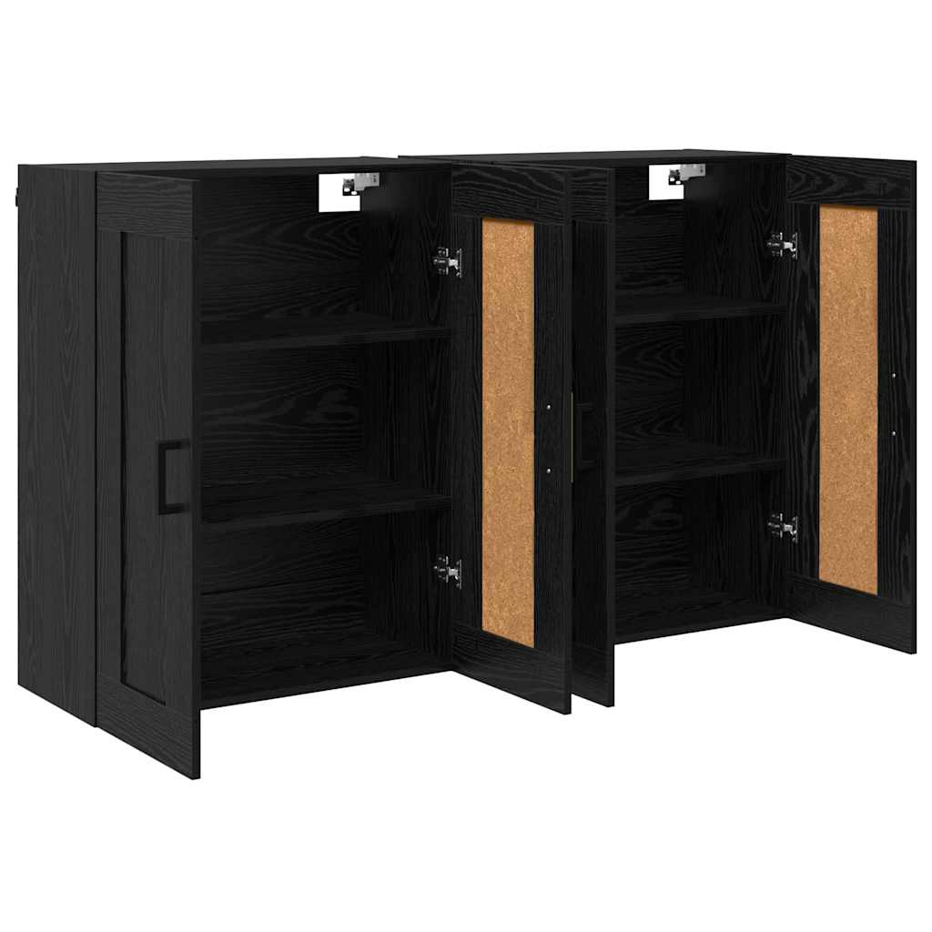 vidaXL Ντουλάπα τοίχου Επιτοίχιο 2 pcs Μαύρη Οξυά 69,5 x 34 x 90 εκ.