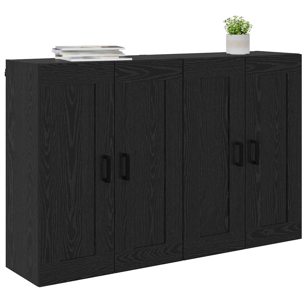 vidaXL Ντουλάπα τοίχου Επιτοίχιο 2 pcs Μαύρη Οξυά 69,5 x 34 x 90 εκ.