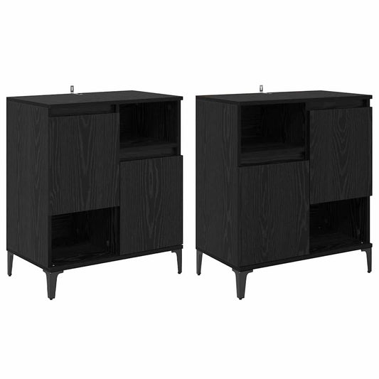 vidaXL Παραδοσιακά Πλευρικά Έπιπλα 2 pcs Μαύρη Οξυά 60 x 35 x 70 cm