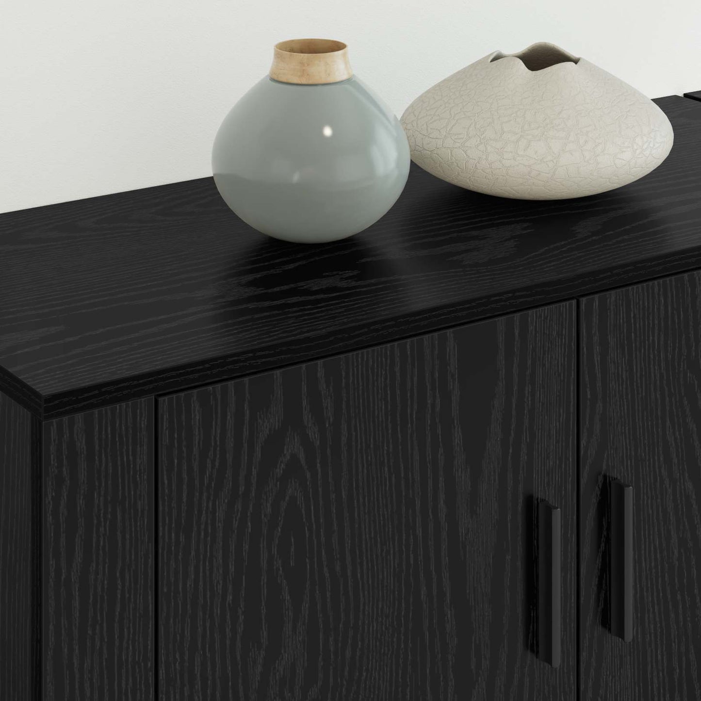 vidaXL Σετ Βαθμιδωτών Ντουλαπιών Τηλεόρασης Επιτοίχιο 2 pcs Μαύρη Οξυά