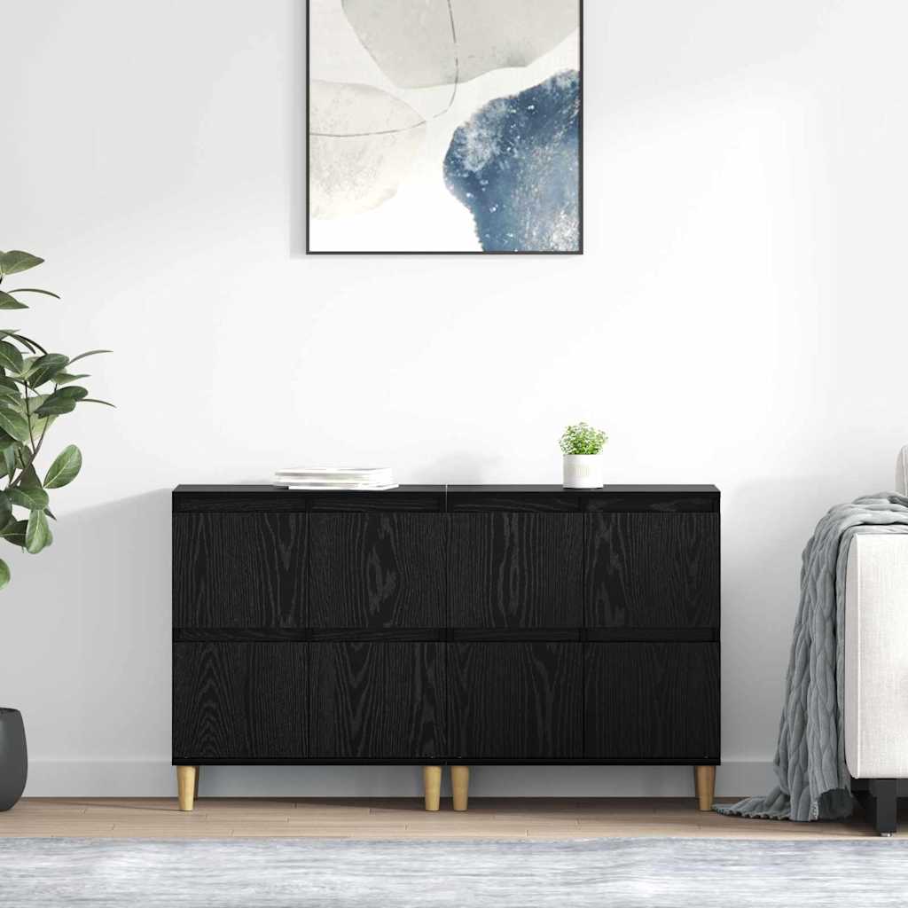 vidaXL Παραδοσιακά Πλευρικά Έπιπλα 2 pcs Μαύρη Οξυά 60 x 35 x 70 cm