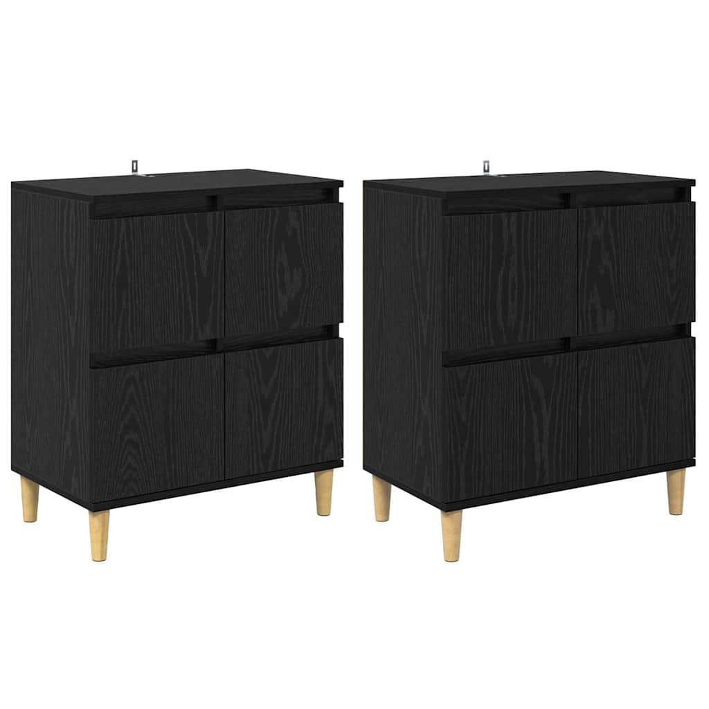 vidaXL Παραδοσιακά Πλευρικά Έπιπλα 2 pcs Μαύρη Οξυά 60 x 35 x 70 cm