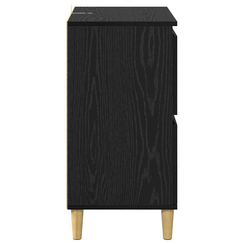 vidaXL Παραδοσιακά Πλευρικά Έπιπλα 2 pcs Μαύρη Οξυά 60 x 35 x 70 cm