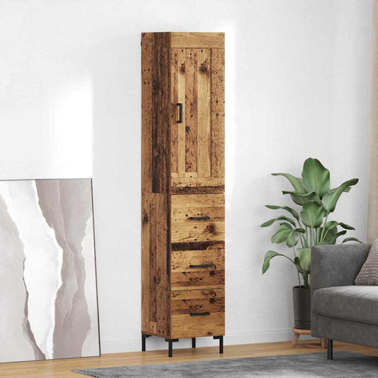 vidaXL Highboard Παλιό Ξύλο 34,5 x 34 x 180 εκ. Επεξεργασμένο Ξύλο