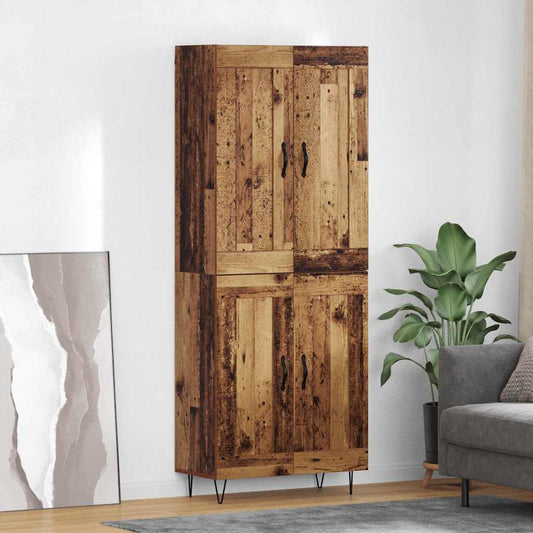 vidaXL Highboard Παλιό Ξύλο 69,5 x 34 x 180 εκ. Επεξεργασμένο Ξύλο