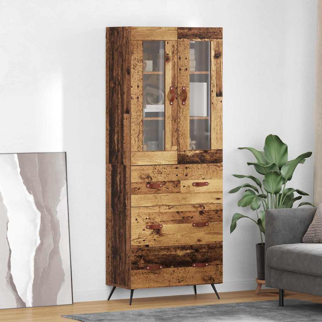 vidaXL Υψηλός Ντουλάπι με Ράφι 2 pcs Παλιό ξύλο Επεξεργασμένο ξύλο