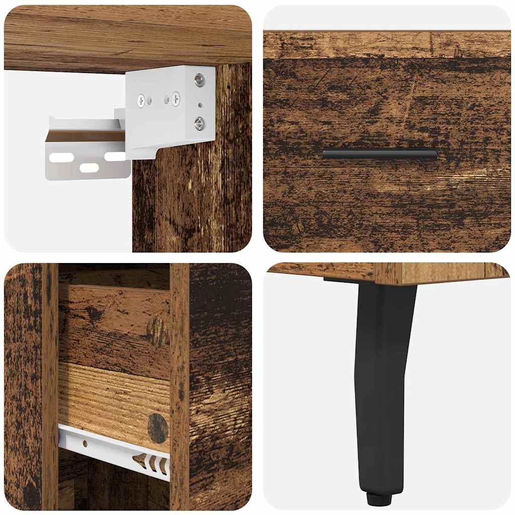 vidaXL Highboard με συρτάρι 2 pcs Παλιό Ξύλο Επεξεργασμένο ξύλο