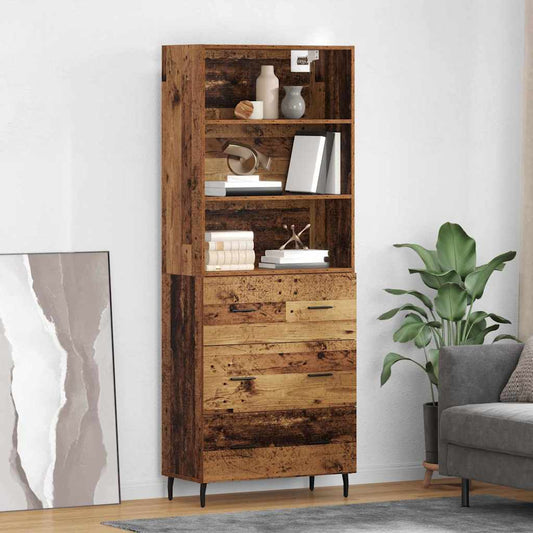 vidaXL Highboard με συρτάρι 2 pcs Παλιό Ξύλο Επεξεργασμένο ξύλο