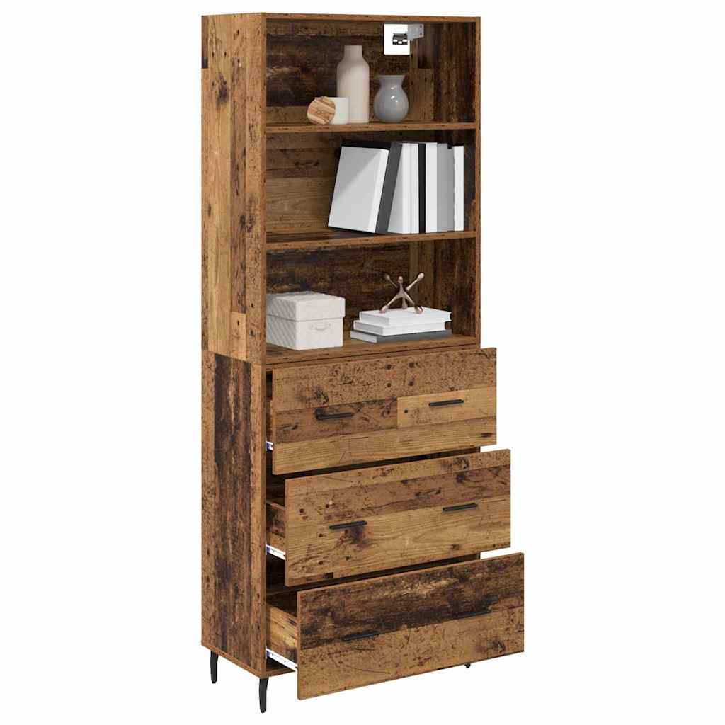 vidaXL Highboard με συρτάρι 2 pcs Παλιό Ξύλο Επεξεργασμένο ξύλο
