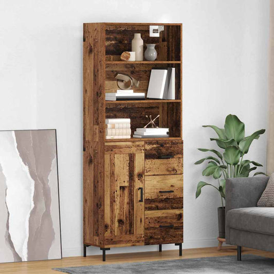 vidaXL Highboard Παλιό ξύλο 69,5 x 34 x 180 εκ. Επεξεργασμένο ξύλο