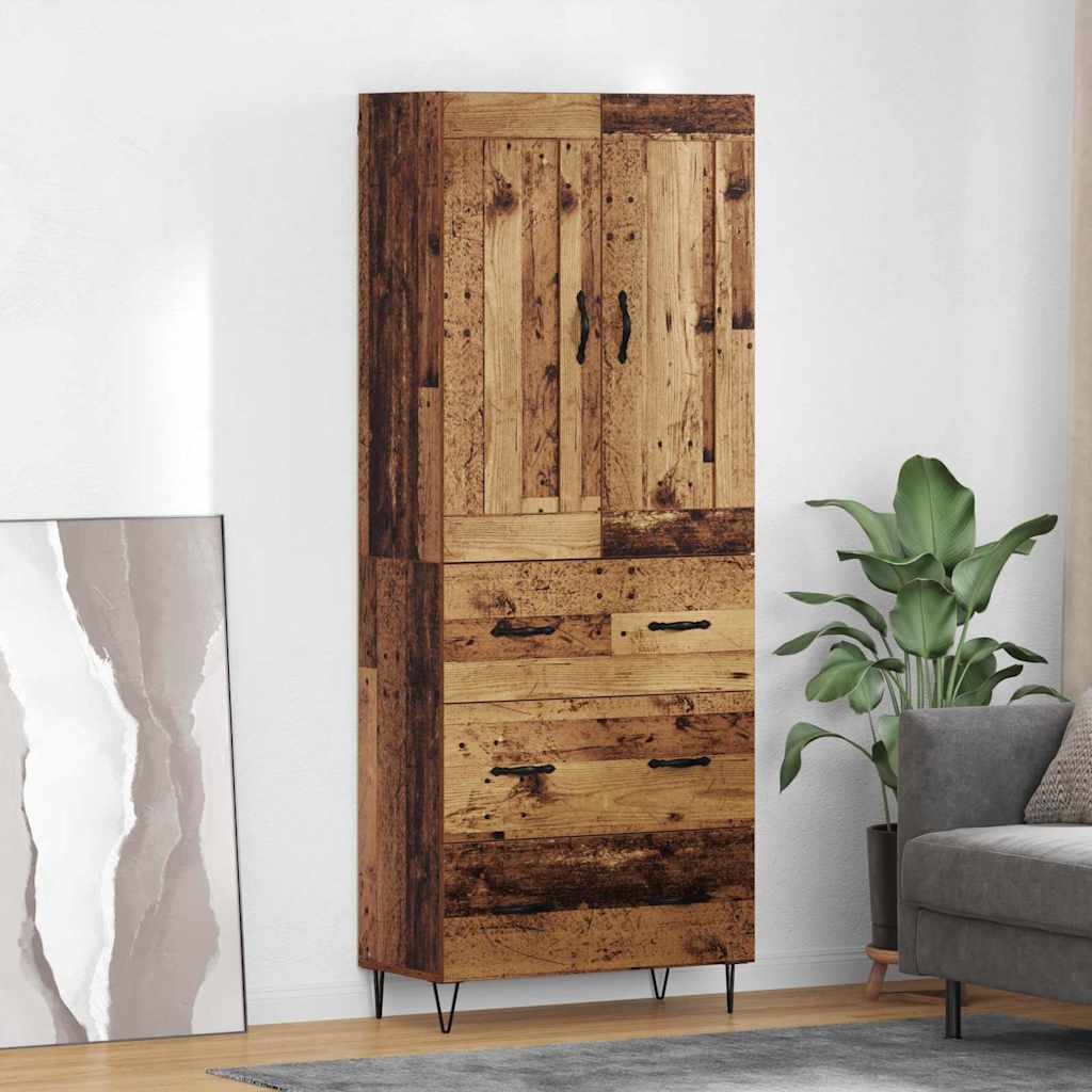 vidaXL Highboard Παλιό Ξύλο 69,5 x 34 x 180 εκ. Επεξεργασμένο Ξύλο
