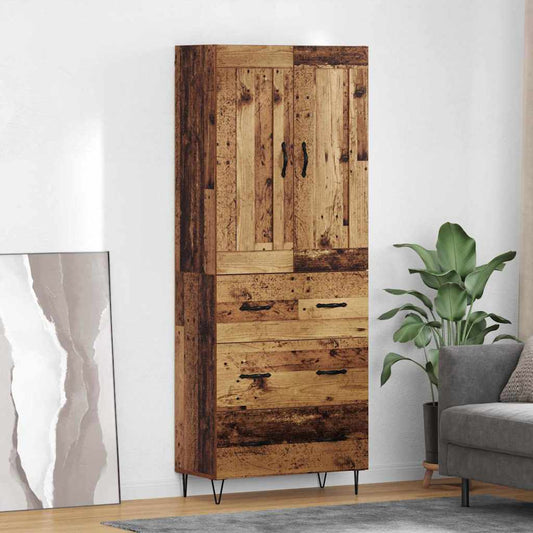 vidaXL Highboard Παλιό Ξύλο 69,5 x 34 x 180 εκ. Επεξεργασμένο Ξύλο