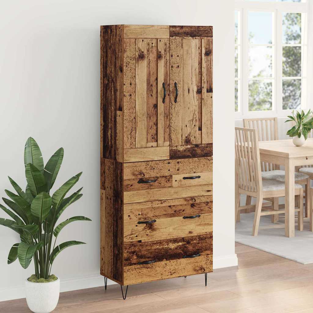 vidaXL Highboard Παλιό Ξύλο 69,5 x 34 x 180 εκ. Επεξεργασμένο Ξύλο
