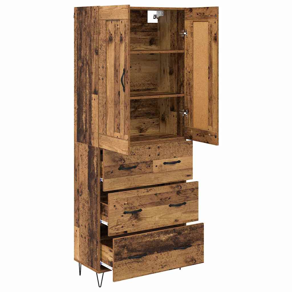 vidaXL Highboard Παλιό Ξύλο 69,5 x 34 x 180 εκ. Επεξεργασμένο Ξύλο