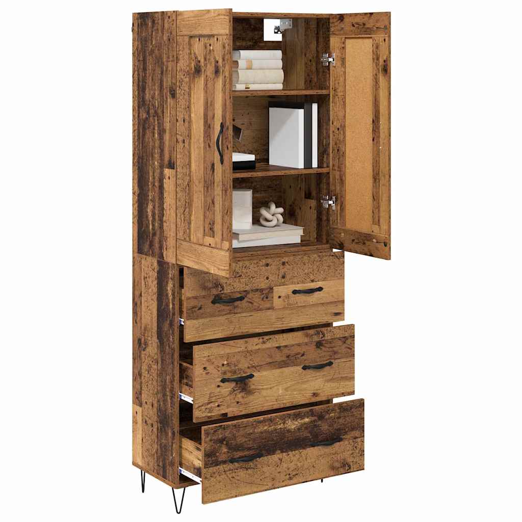 vidaXL Highboard Παλιό Ξύλο 69,5 x 34 x 180 εκ. Επεξεργασμένο Ξύλο