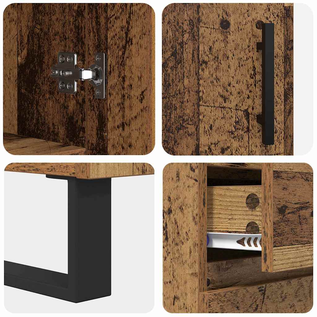 vidaXL Highboard με συρτάρι 2 pcs Παλιό ξύλο Επεξεργασμένο ξύλο
