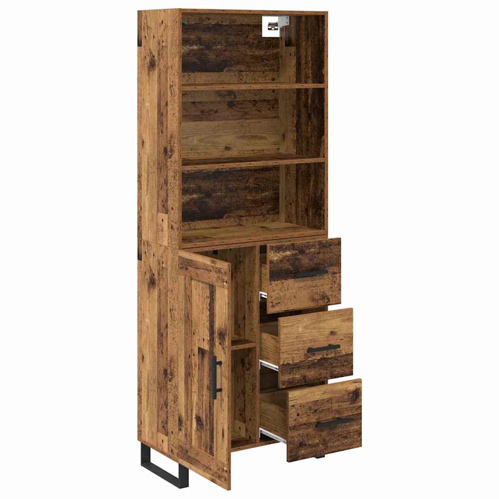 vidaXL Highboard με συρτάρι 2 pcs Παλιό ξύλο Επεξεργασμένο ξύλο