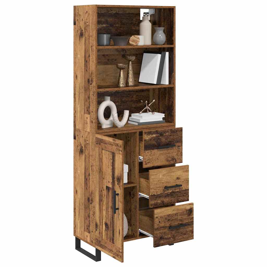 vidaXL Highboard με συρτάρι 2 pcs Παλιό ξύλο Επεξεργασμένο ξύλο