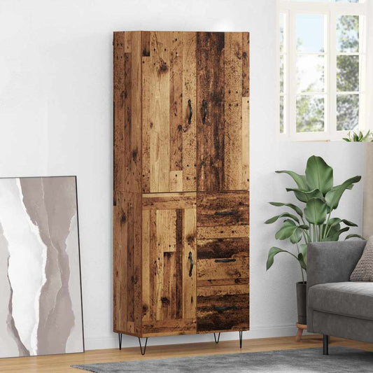 vidaXL Highboard με συρτάρι 2 pcs Παλιό ξύλο Επεξεργασμένο ξύλο