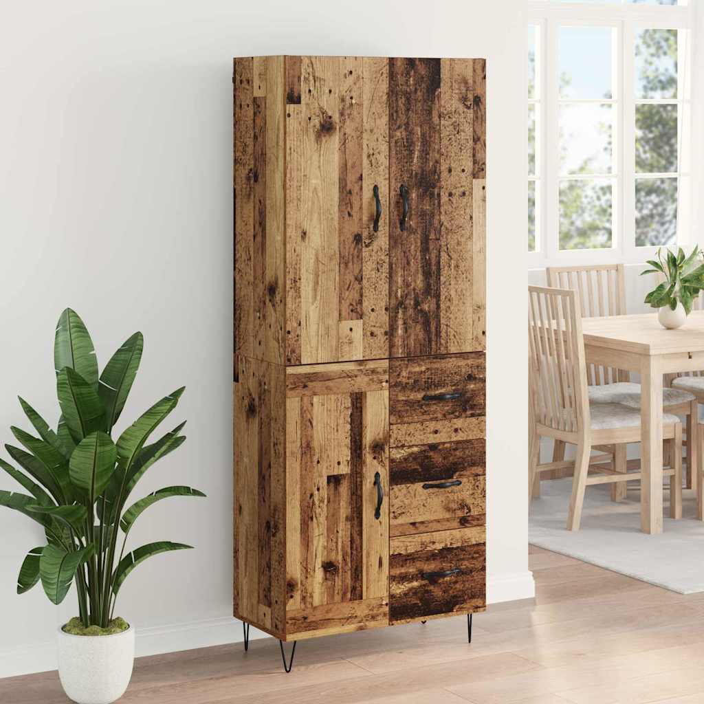 vidaXL Highboard με συρτάρι 2 pcs Παλιό ξύλο Επεξεργασμένο ξύλο