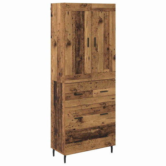vidaXL Highboard με συρτάρι 2 pcs Παλιό ξύλο Επεξεργασμένο ξύλο