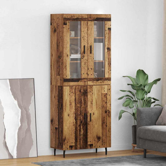 vidaXL Highboard 2 τμχ. Παλιό Ξύλο 69,5 x 34 x 180 εκ.