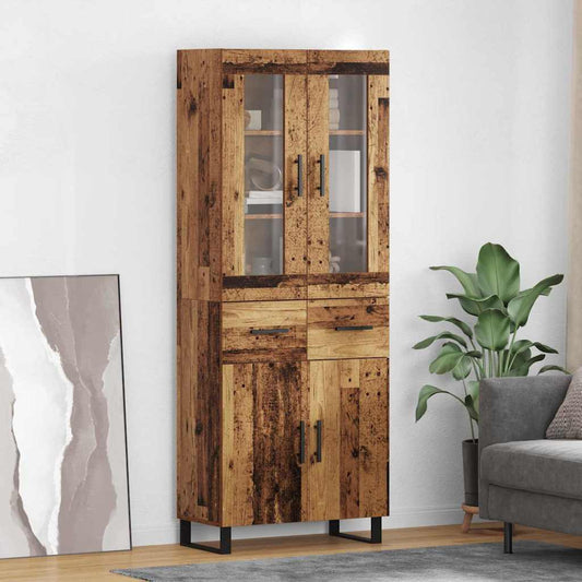 vidaXL Highboard 2 τμχ. Παλιό Ξύλο 69,5 x 34 x 180 εκ.