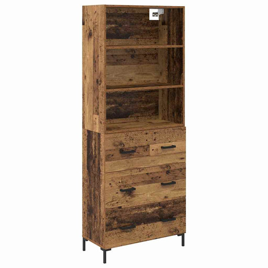 vidaXL Highboard Παλιό ξύλο 69,5 x 34 x 180 εκ. Επεξεργασμένο ξύλο