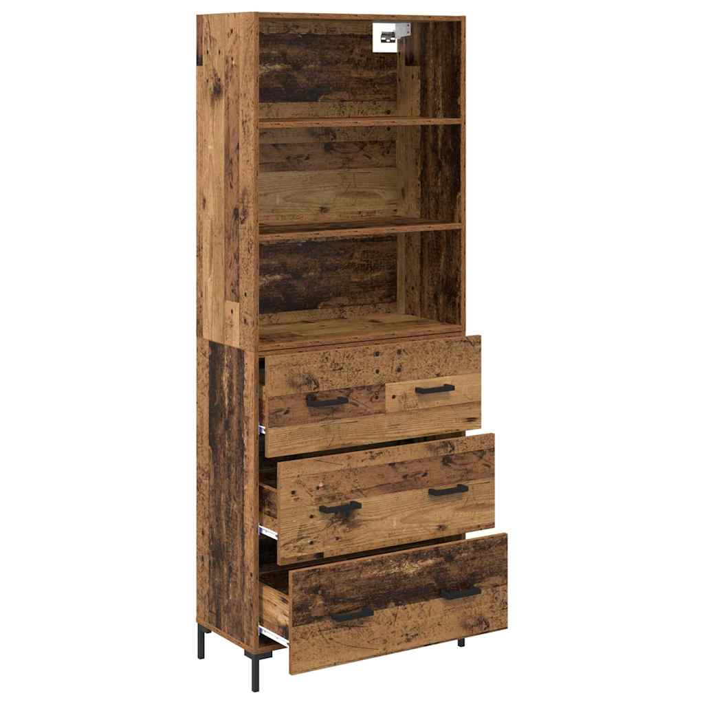 vidaXL Highboard Παλιό ξύλο 69,5 x 34 x 180 εκ. Επεξεργασμένο ξύλο