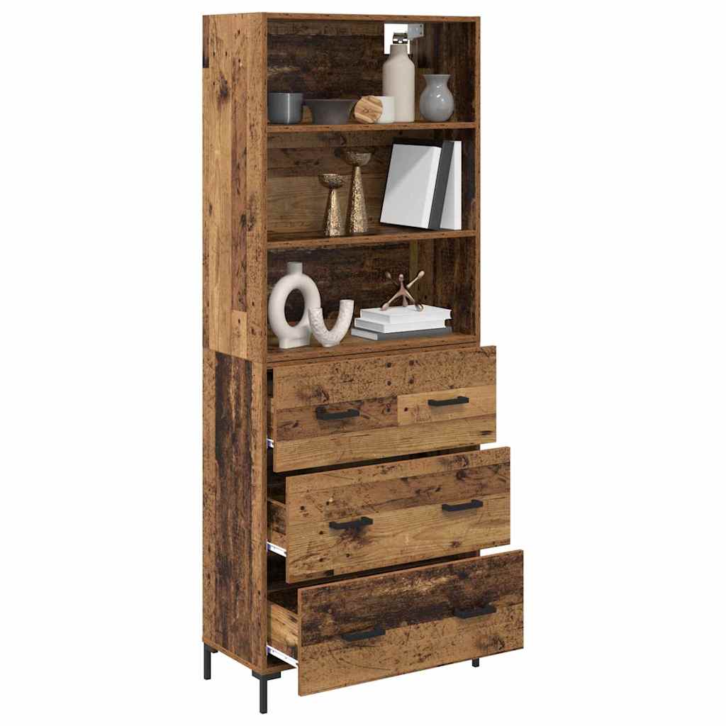vidaXL Highboard Παλιό ξύλο 69,5 x 34 x 180 εκ. Επεξεργασμένο ξύλο