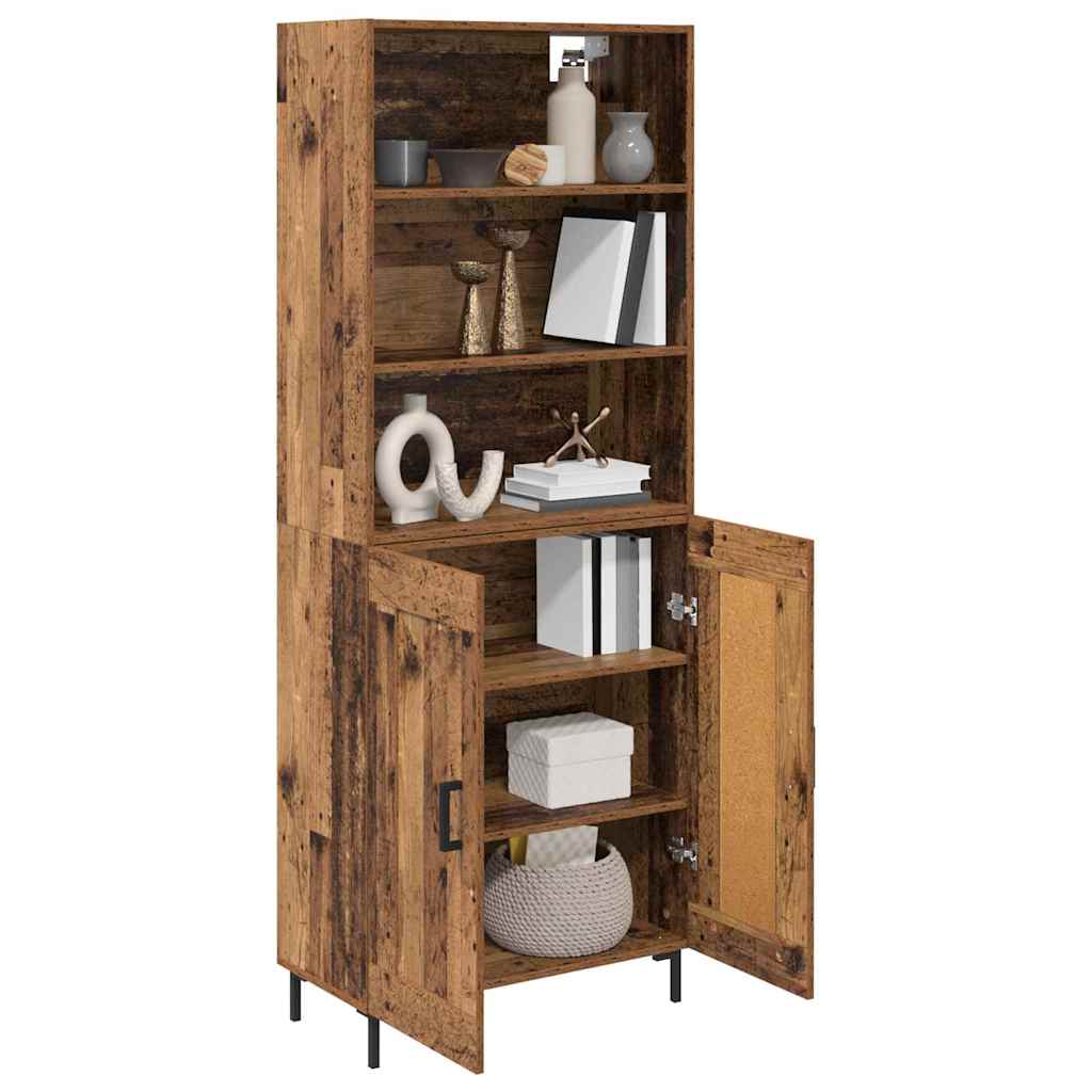vidaXL Highboard Παλιό ξύλο 69,5 x 34 x 180 εκ. Επεξεργασμένο ξύλο